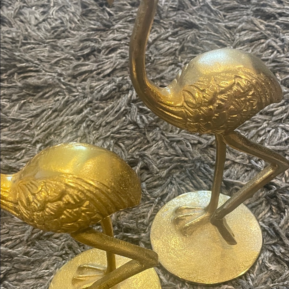 Set of 2 Gold Flamingo Figurines - Picture 6 of 8